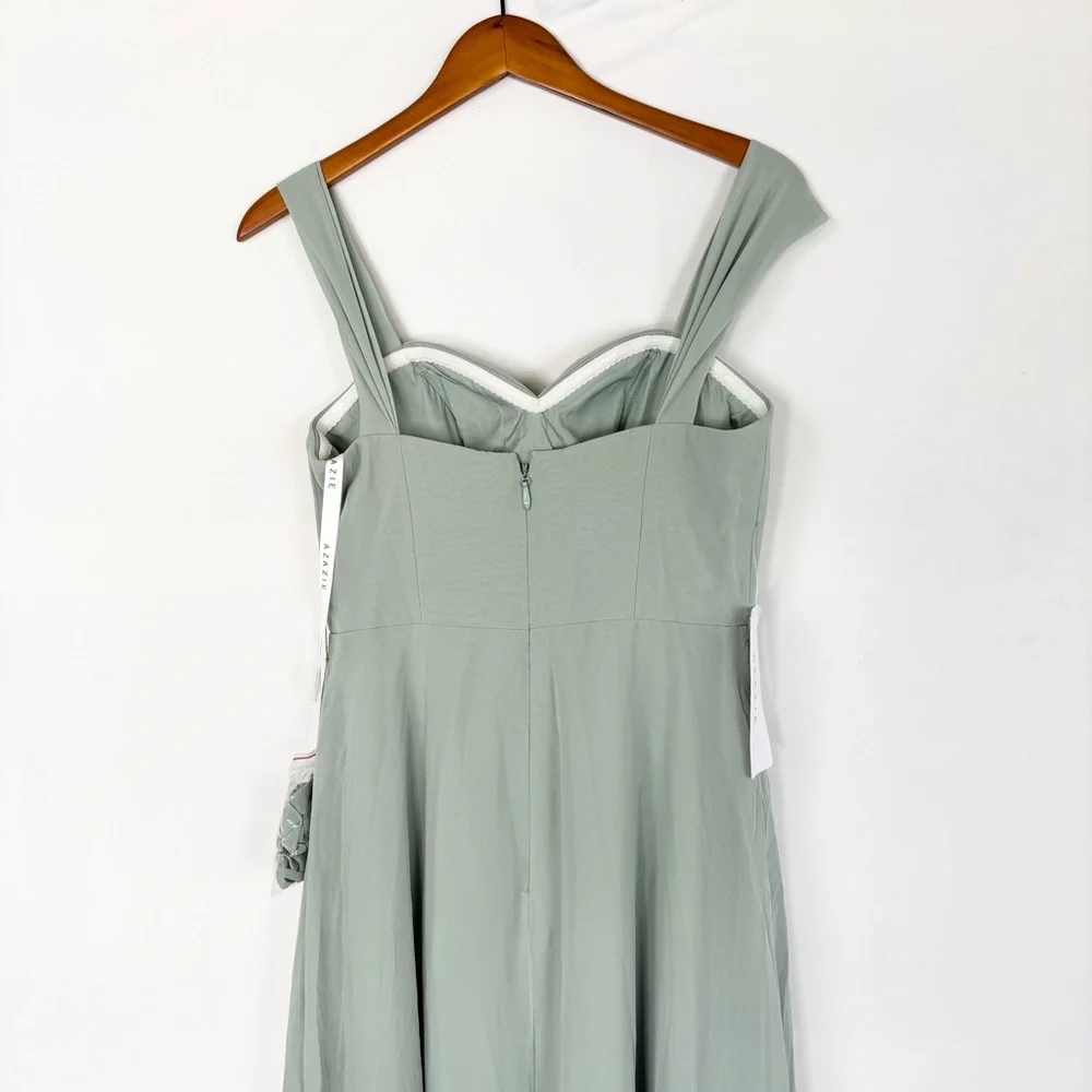 NEW Azazie Aaron Agave A Line Off the Shoulder Chiffon Convertible Dress Size A8 - Picture 4 of 6
